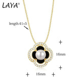 LAYA 925 Sterling Silver Pearl Necklace with Zircon Sparkle