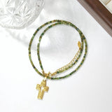 Natural Gemstone Pendant Necklace 2-3mm Stone Boho Jewelry