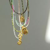 Natural Gemstone Pendant Necklace 2-3mm Stone Boho Jewelry
