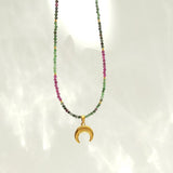 Natural Gemstone Pendant Necklace 2-3mm Stone Boho Jewelry