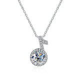 1CT Moissanite Music Note Pendant Necklace 925 Sterling Silver Jewelry