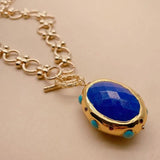 YYGEM Plated Chain Necklaces Jade Turquoise Pendant Necklace