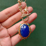 YYGEM Plated Chain Necklaces Jade Turquoise Pendant Necklace
