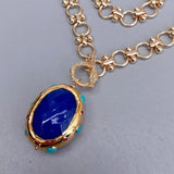 YYGEM Plated Chain Necklaces Jade Turquoise Pendant Necklace