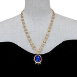 YYGEM Plated Chain Necklaces Jade Turquoise Pendant Necklace