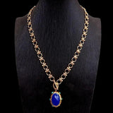 YYGEM Plated Chain Necklaces Jade Turquoise Pendant Necklace