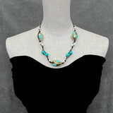 YYGEM Freshwater Pearl 18x32mm Turquoise Rice String Necklace Bohemian Jewelry