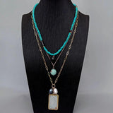 KKGEM Shell Pendant Turquoise Chain PearlAmazonite Necklace