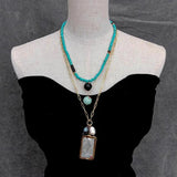 KKGEM Shell Pendant Turquoise Chain PearlAmazonite Necklace