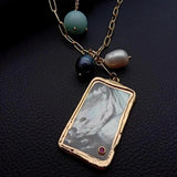 KKGEM Shell Pendant Turquoise Chain PearlAmazonite Necklace