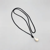 Baroque Pearl Pendant Necklace Classic Jewelry Braided Silk Cord