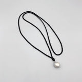 Baroque Pearl Pendant Necklace Classic Jewelry Braided Silk Cord