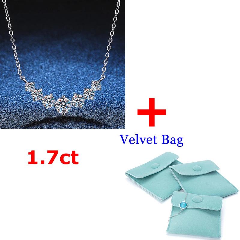 1.7CT Moissanite Necklace Sparkling Diamond Pendant PT950