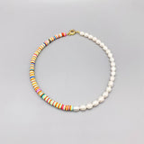 Freshwater Baroque Rice Pearl Necklace Multicolor Clay 7-8mm Stylish Choker