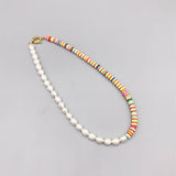 Freshwater Baroque Rice Pearl Necklace Multicolor Clay 7-8mm Stylish Choker