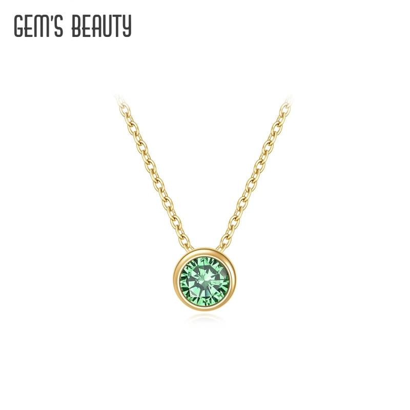 Round Birthstone Pendant Necklace for Women Girl