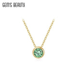 Round Birthstone Pendant Necklace for Women Girl