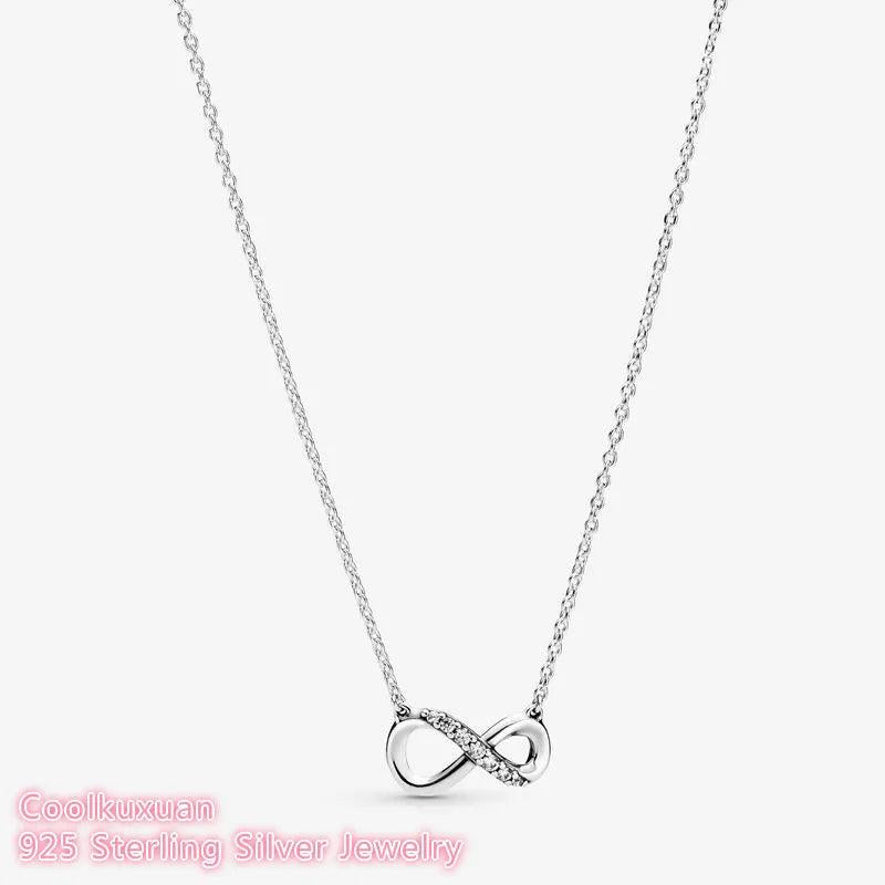 Sparkling Infinity Collier Necklace Clear CZ 925 Sterling Silver Jewelry