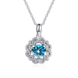 Moissanite Diamond Flower Pendant Necklace 925 Silver Chains Xmas Gift