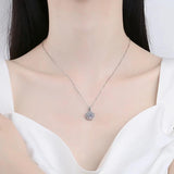 Moissanite Diamond Flower Pendant Necklace 925 Silver Chains Xmas Gift