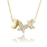 925 Silver Butterfly Pendant Ice Crystal Zircon Necklace Charm