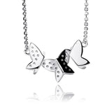 925 Silver Butterfly Pendant Ice Crystal Zircon Necklace Charm