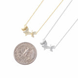 925 Silver Butterfly Pendant Ice Crystal Zircon Necklace Charm
