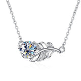 1CT Moissanite Necklace 925 Sterling Silver Lucky Leaf Diamond Pendant