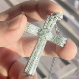 925 Silver Jesus Cross Pendant Necklace with Diamond