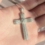 925 Silver Jesus Cross Pendant Necklace with Diamond
