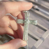 925 Silver Jesus Cross Pendant Necklace with Diamond