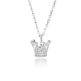 925 Sterling Silver Crown Pendant with Silver Ice Cubic Zirconia