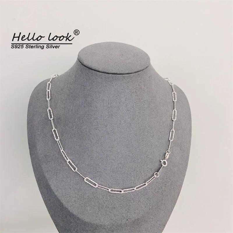 925 Silver Frosted Classic Chain Necklace Wedding Jewelry