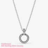 Double Circle Pendant & Necklace 925 Sterling Silver Women Fine Jewelry