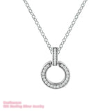 Double Circle Pendant & Necklace 925 Sterling Silver Women Fine Jewelry