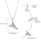 Hip Hop Woman 925 Sterling Silver Glittering Pistol Pendant
