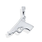 Hip Hop Woman 925 Sterling Silver Glittering Pistol Pendant