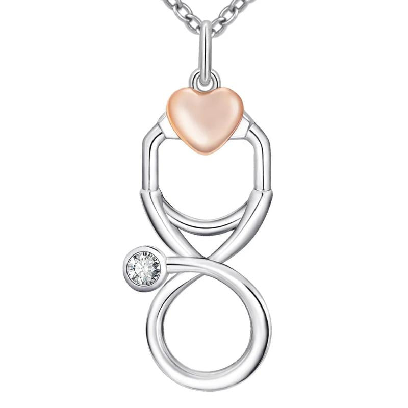 925 Silver Angel Nurse Stethoscope Necklace