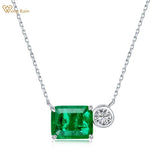 925 Silver Emerald Cut 8*10 MM Emerald Sapphire Pendent