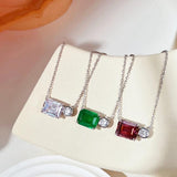 925 Silver Emerald Cut 8*10 MM Emerald Sapphire Pendent