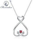 Silver 925 Ring Holder Necklace Birthstone Hug Pendant Adjustable Chain