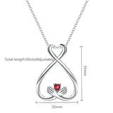 Silver 925 Ring Holder Necklace Birthstone Hug Pendant Adjustable Chain