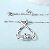 Silver 925 Ring Holder Necklace Birthstone Hug Pendant Adjustable Chain