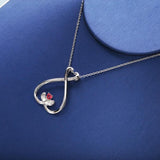 Silver 925 Ring Holder Necklace Birthstone Hug Pendant Adjustable Chain