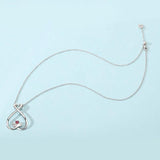 Silver 925 Ring Holder Necklace Birthstone Hug Pendant Adjustable Chain