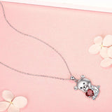 Sterling Silver Bear Pendant Heart Zircon Necklace