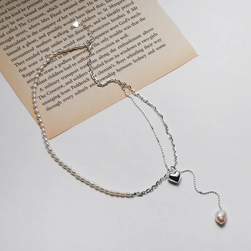 Korea Pearl Love Necklace s925 Sterling Silver