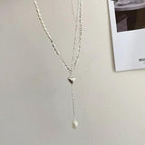 Korea Pearl Love Necklace s925 Sterling Silver