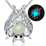 925 Silver Bat Pendant Necklace Women's Fine Jewelry Halloween Gift
