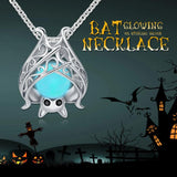 925 Silver Bat Pendant Necklace Women's Fine Jewelry Halloween Gift